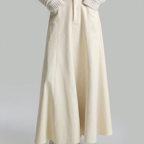 Apricot Minimalist Women's A-Line Midi Skirt - Picture 4 of 6